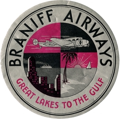 Image: luggage label: Braniff Airways