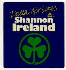 Image: luggage label: Delta Air Lines, Shannon