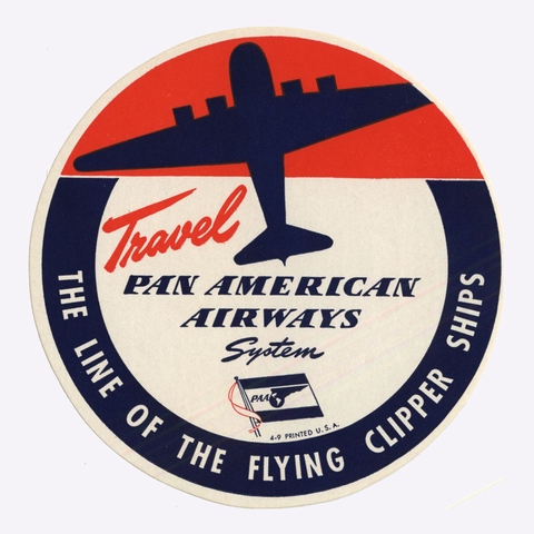 Objects | luggage label: Pan American World Airways | SFO Museum