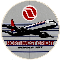 Image: luggage label: Northwest Orient Airlines, Boeing 757
