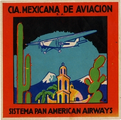 Image: luggage label: Mexicana de Aviación S.A., Pan American Airways