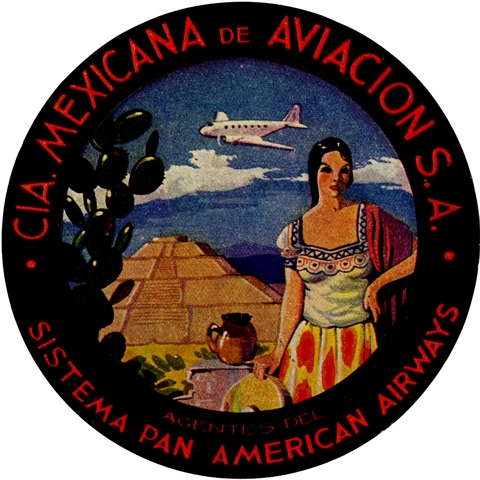 Luggage label: Mexicana de Aviación S.A., Pan American Airways