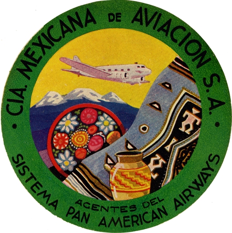 Luggage label: Mexicana de Aviación S.A., Pan American Airways