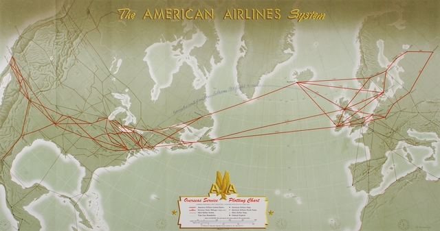 Route map: American Airlines, United States and Europe