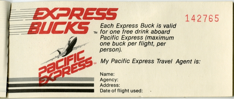 Image: drink coupon booklet: Pacific Express