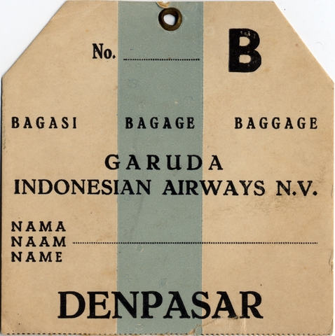 Luggage identification tag: Garuda Indonesian Airways