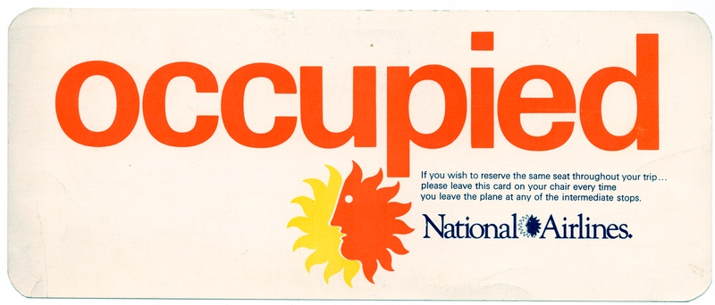 Image: seat occupied card: National Airlines