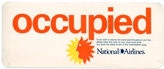 Image: seat occupied card: National Airlines