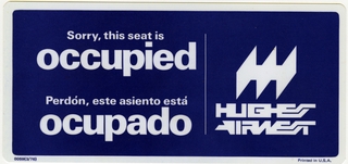 Image: seat occupied card: Hughes Airwest