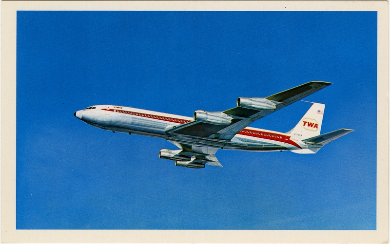Image: postcard: TWA (Trans World Airlines), Boeing 707
