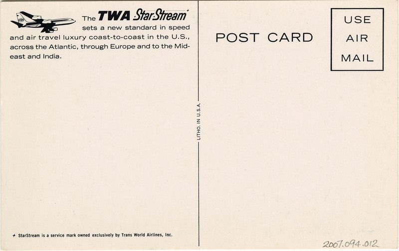 Image: postcard: TWA (Trans World Airlines), Boeing 707