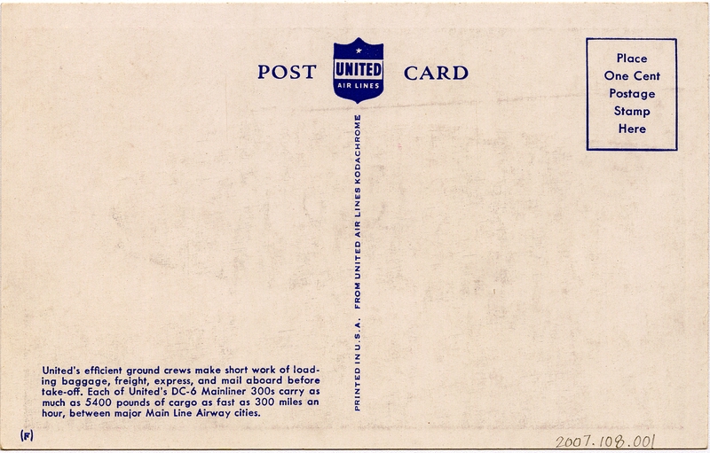 Image: postcard: United Air Lines, Douglas DC-6