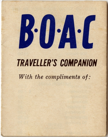 Traveler information: British Overseas Airways Corporation (BOAC)