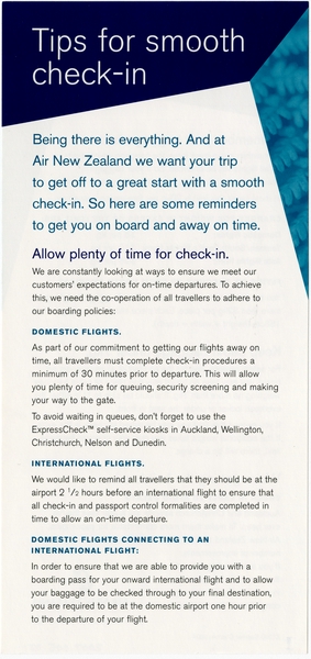 Image: traveler information: Air New Zealand