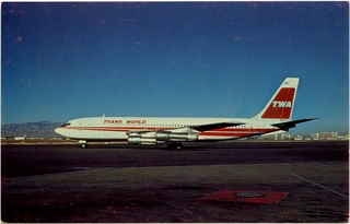 Image: postcard: TWA (Trans World Airlines), Boeing 707-131B