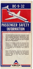 Image: safety information card: Delta Air Lines, Douglas DC-9-32