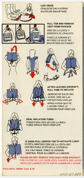 Image: safety information card: Delta Air Lines, Lockheed L-1011 TriStar