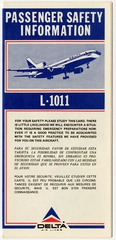 Image: safety information card: Delta Air Lines, Lockheed L-1011 TriStar