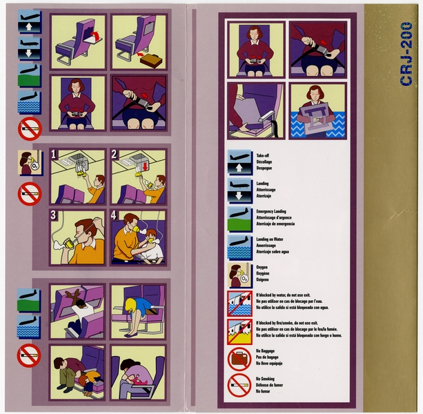 Image: safety information card: Delta Air Lines, Bombardier CRJ-200