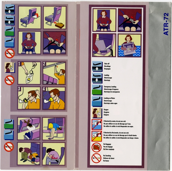 Image: safety information card: Delta Air Lines, ATR 72