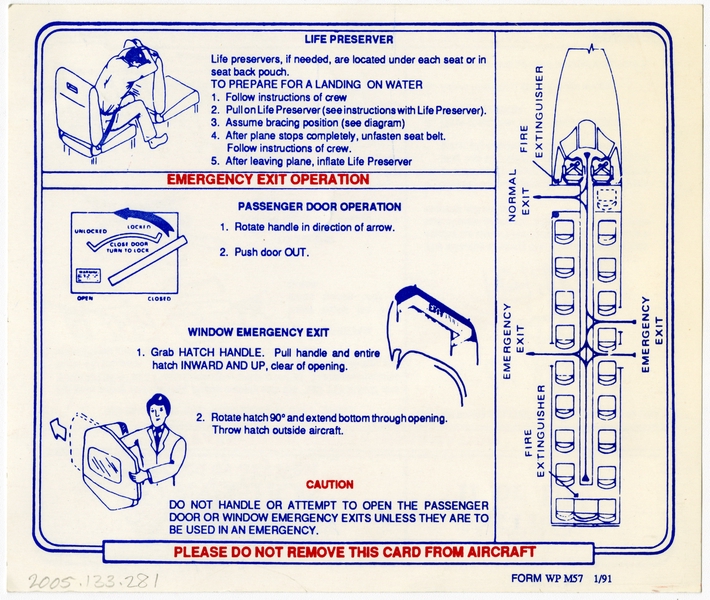 Image: safety information card: Delta Connection (Skywest), Fairchild (Swearingen) Metro II or III