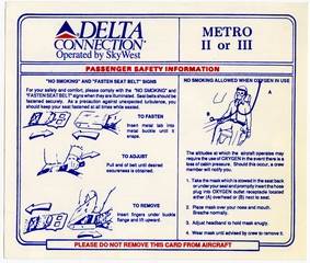 Image: safety information card: Delta Connection (Skywest), Fairchild (Swearingen) Metro II or III