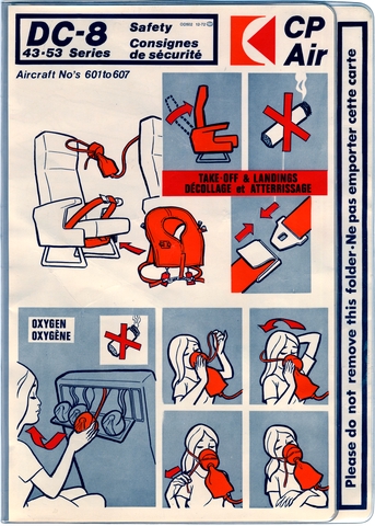 Safety information card: CP Air, Douglas DC-8-43/53