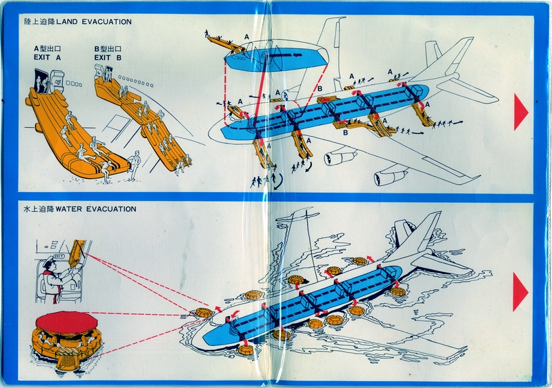 Image: safety information card: China Airlines, Boeing 747B