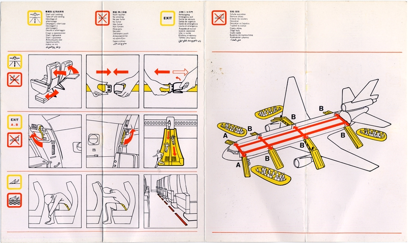 Image: safety information card: China Eastern Airlines, McDonnell Douglas MD-11