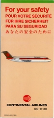 Image: safety information card: Continental Airlines, Douglas DC-9 Series 30