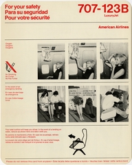 Image: safety information card: American Airlines, Boeing 707-123B