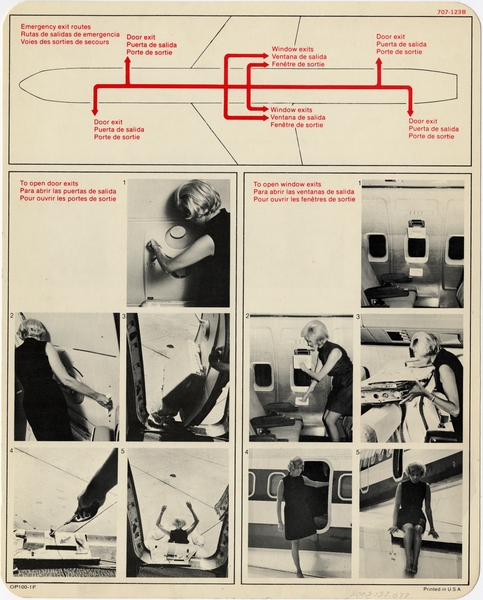 Image: safety information card: American Airlines, Boeing 707-123B