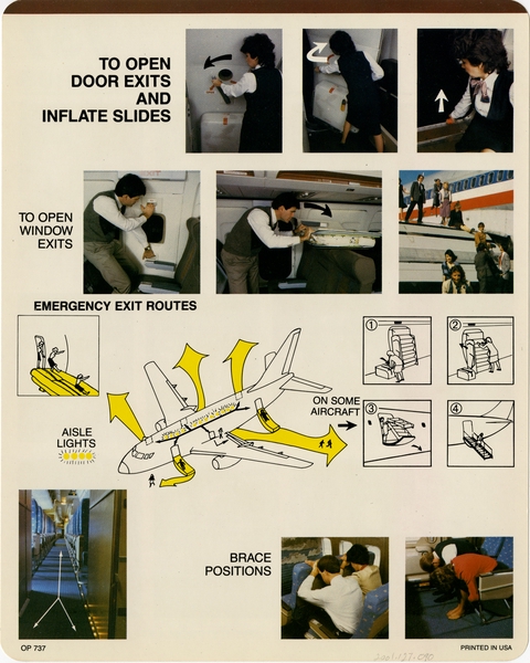 Image: safety information card: American Airlines, Boeing 737