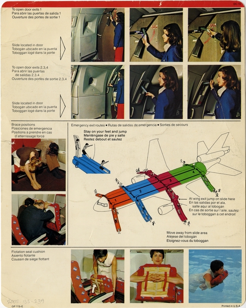 Image: safety information card: American Airlines, McDonnell Douglas DC-10