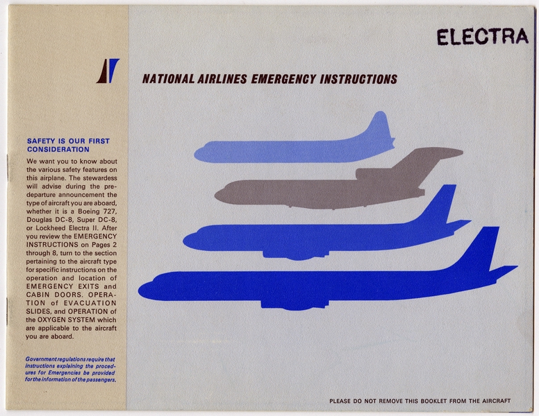 Image: safety information card: National Airlines, Lockheed L-188 Electra II
