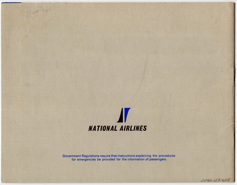Image: safety information card: National Airlines, Lockheed L-188 Electra II