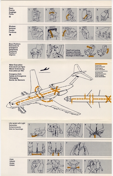 Image: safety information card: National Airlines, Boeing 727-100