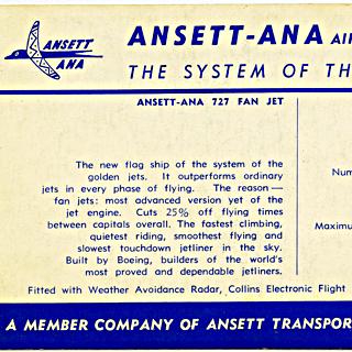 Image #2: aircraft information card: Ansett Air, Boeing 727