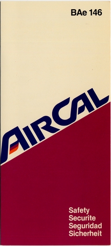 Safety information card: AirCal, British Aerospace BAe-146