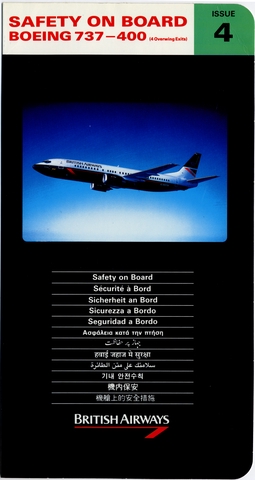 Safety information card: British Airways, Boeing 737-400