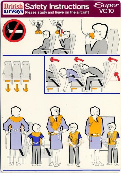 Image: safety information card: British Airways, Vickers VC10 [Super VC-10]
