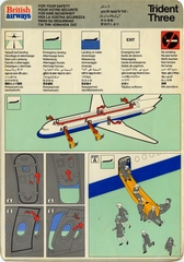 Image: safety information card: British Airways, Hawker Siddeley HS.121 Trident Three
