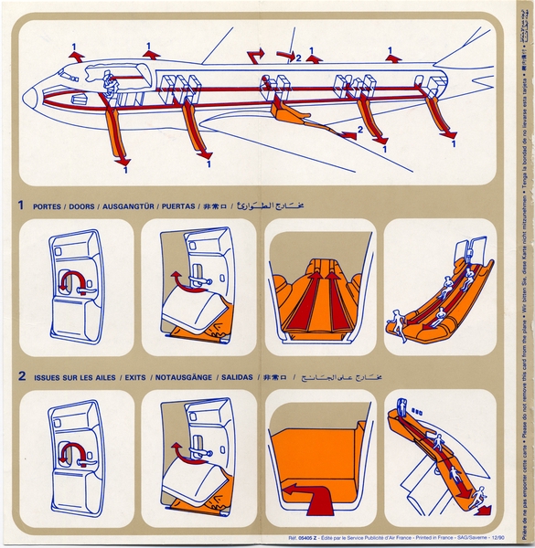 Image: safety information card: Air France, Boeing 747