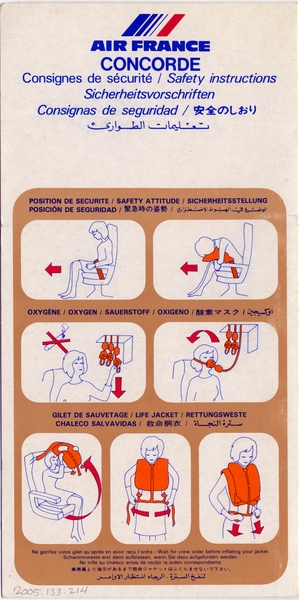 Image: safety information card: Air France, Concorde