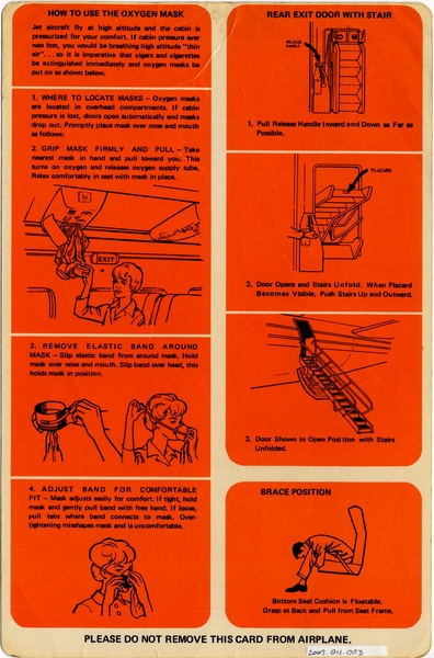 Image: safety information card: Air California, Boeing 737