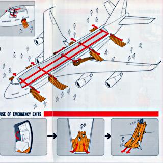 Image #3: safety information card: JAL (Japan Airlines), Boeing 747LR