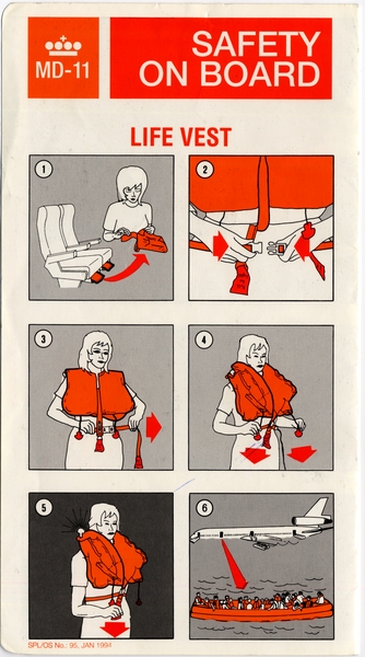 Image: safety information card: KLM (Royal Dutch Airlines), McDonnell Douglas MD-11
