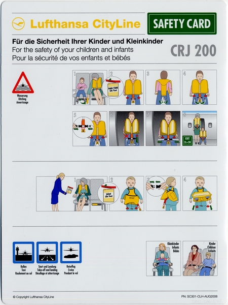 Image: safety information card: Lufthansa, Bombardier CRJ-200