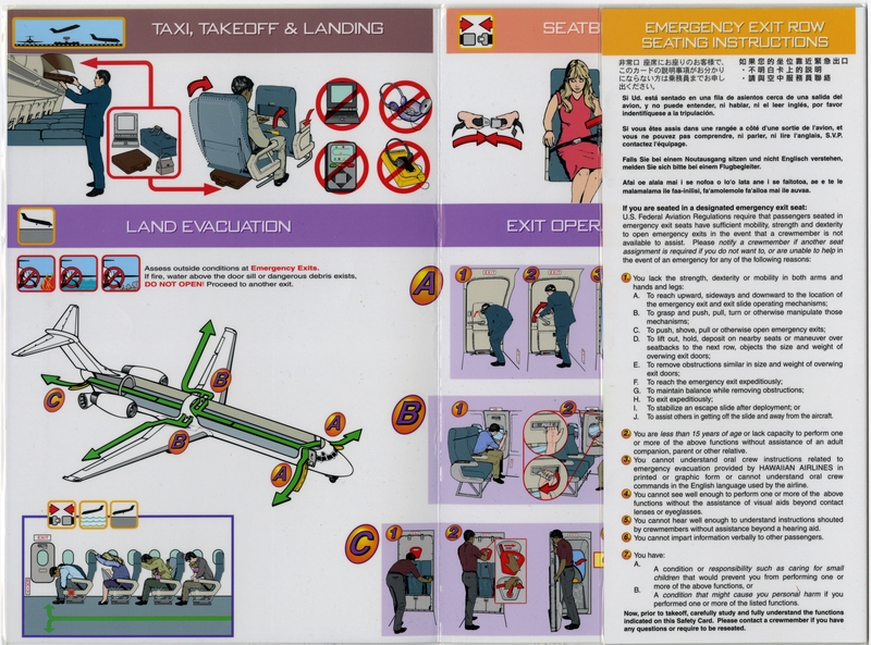 Image: safety information card: Hawaiian Airlines, Boeing 717