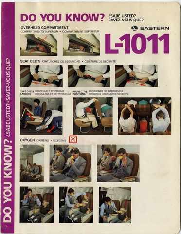 Safety information card: Eastern Air Lines, Lockheed L-1011 TriStar